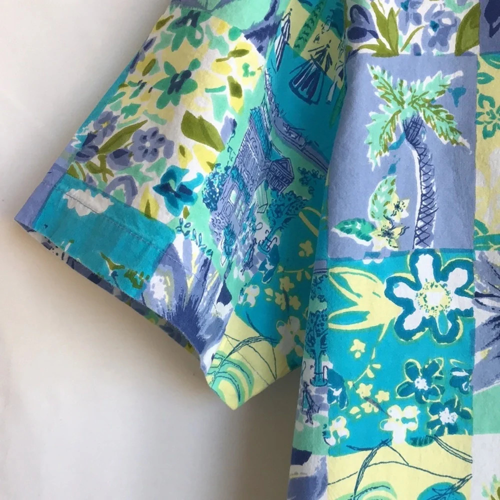 Sara Studio Pretty Patchwork Print Button-Up Top - image 3